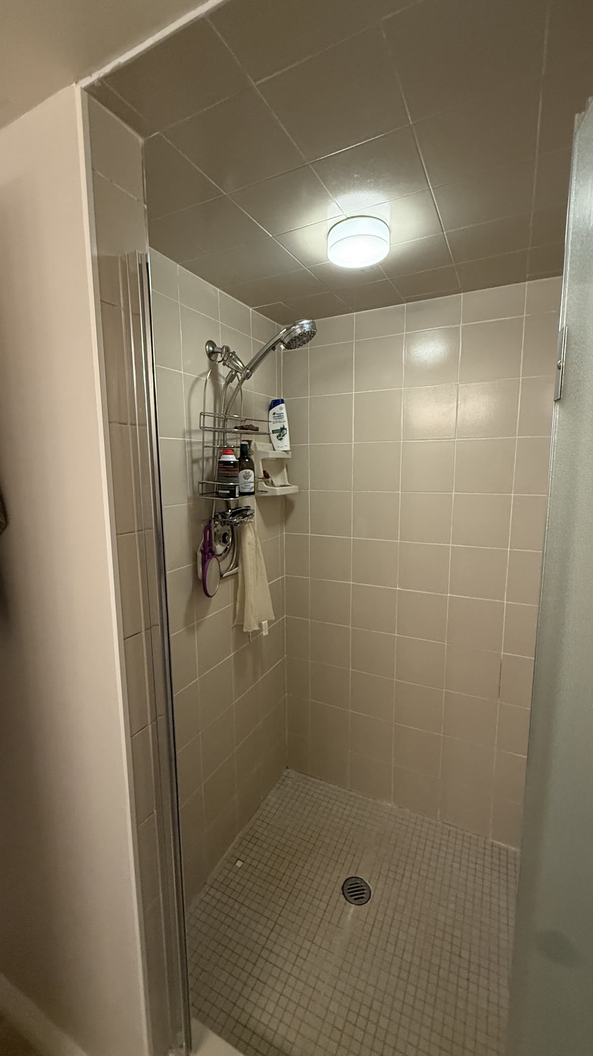 Original shower tile before Vancouver bathroom renovation